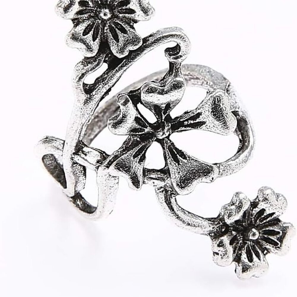 Silver Floral Rose ring Set Vintage Knuckle Ring Set Joint Knuckle Ring Set for - Picture 6 of 8